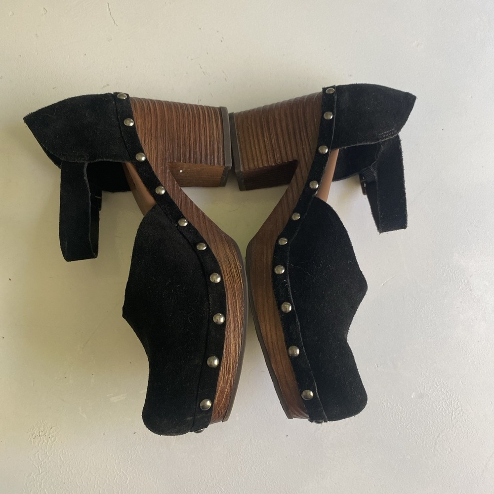 KORKS 'Evah' Black Leather Suede MJ Platform Clogs w/3.25" Heels Sz. 7M - Picture 8 of 12